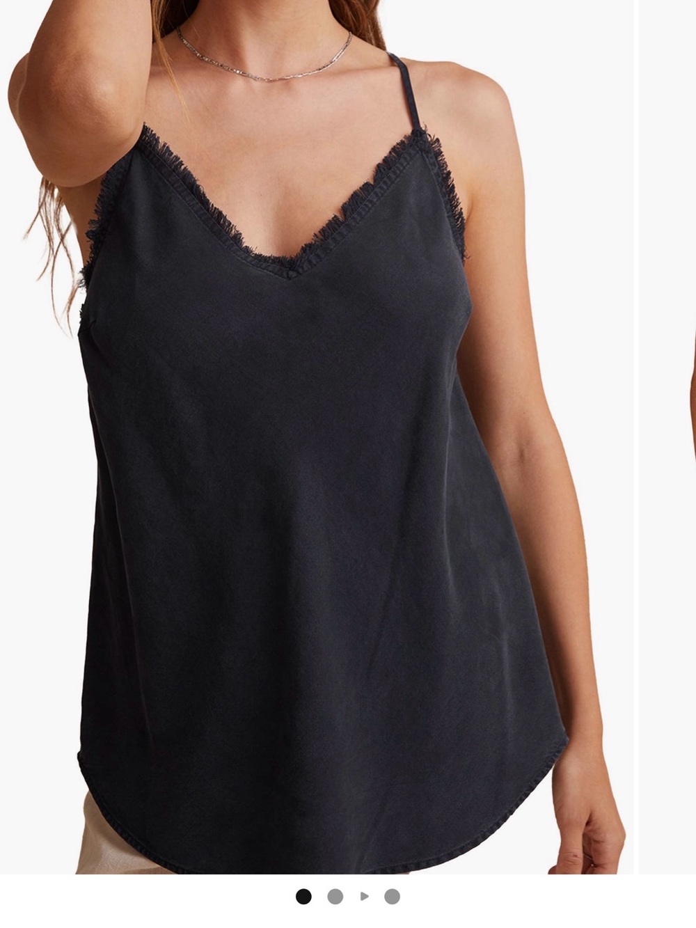 cloth & stone Black Frayed V-Neck Camisole